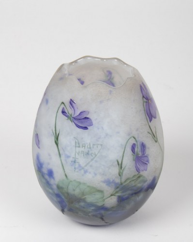 Daum Nancy - Vase œuf Violettes - Verrerie, Cristallerie Style 