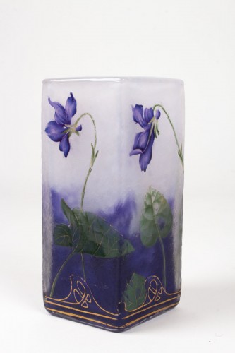  - Daum Nancy - Enamelled Vase &quot;Violets&quot;