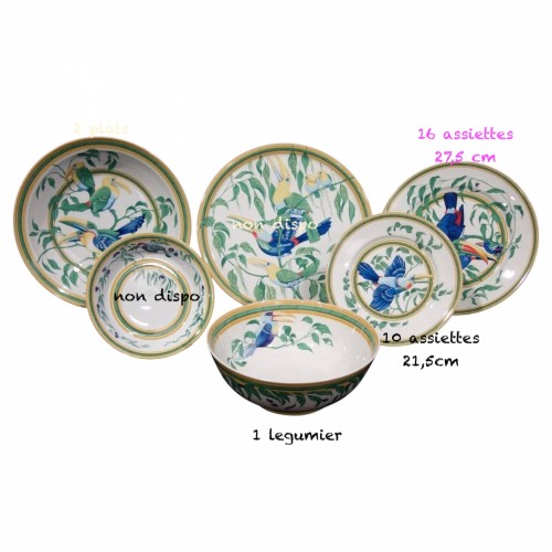 Hermes -  Service 50 pièces en porcelaine modèle "Toucans" - Alexia Say