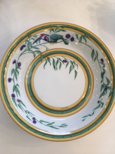 XXe siècle - Hermes -  Service 50 pièces en porcelaine modèle "Toucans"