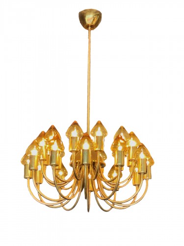 Arne Jacobsen : Pair of Scale Brass Chandelier