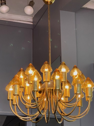 Arne Jacobsen : Pair of Scale Brass Chandelier - Lighting Style 