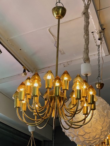 Arne Jacobsen : Pair of Scale Brass Chandelier - 