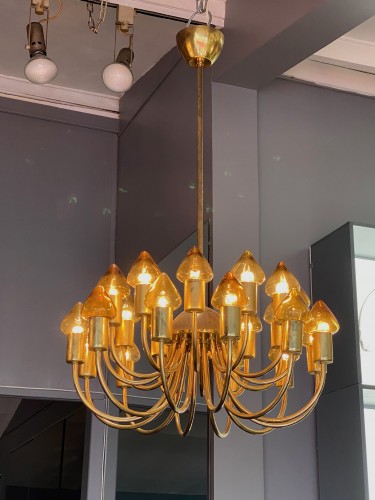  - Arne Jacobsen : Pair of Scale Brass Chandelier