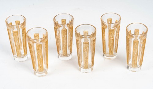 R. Lalique - Série de 6 verres" Six figurines" - Verrerie, Cristallerie Style 