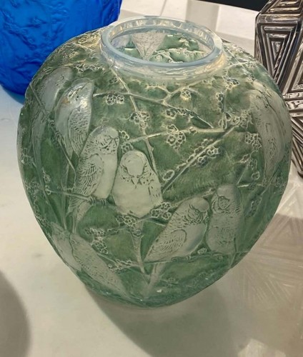 Green Parakeets Vase - René Lalique (1860-1945) - Glass & Crystal Style 