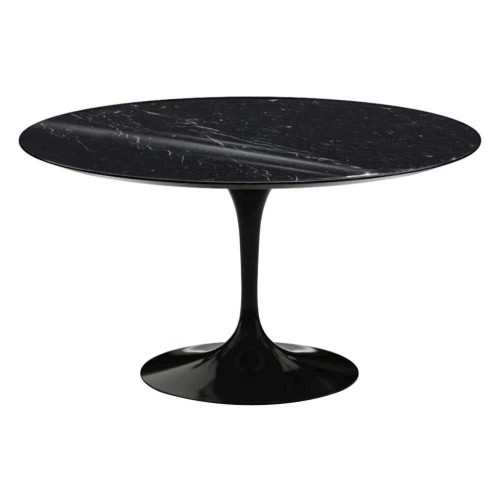 Table "Tulipe" Saarinen & Knoll International, Marbre Marquina et Rilsan Noir