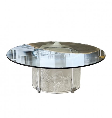 Marie Claude Lalique :" 3 Lionnes" Cristal Table