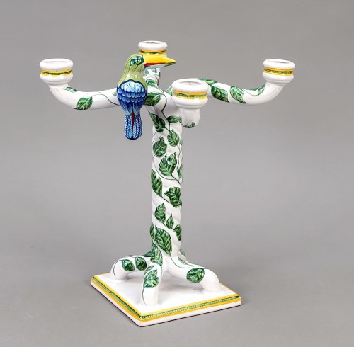 Hermes - Pair of Candelabras &quot;TOUCANS - Porcelain & Faience Style 