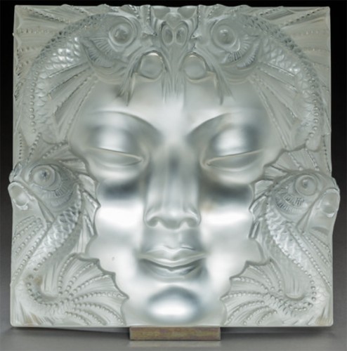 Lalique France: &quot;Woman&#039;s Mask&quot; Decorative Plate - Glass & Crystal Style 