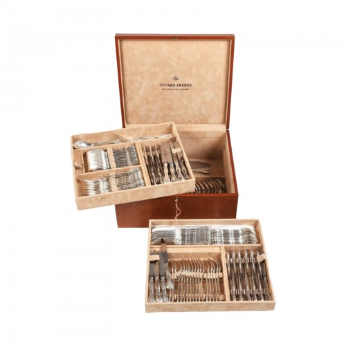 Tétard : 146-piece Sterling Silver Cutlery Set - Antique Silver Style 