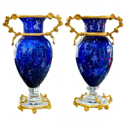 Antiquités - Pair of vases - Baccarat and Jean Boggio 