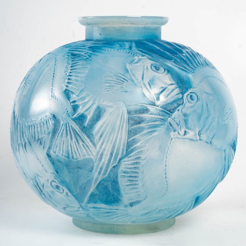 René Lalique - Vase « Poissons » - Verrerie, Cristallerie Style 