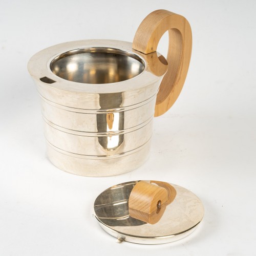 Antiquités - Jean Puiforcat Tea-Coffee service in solid silver and its metal tray
