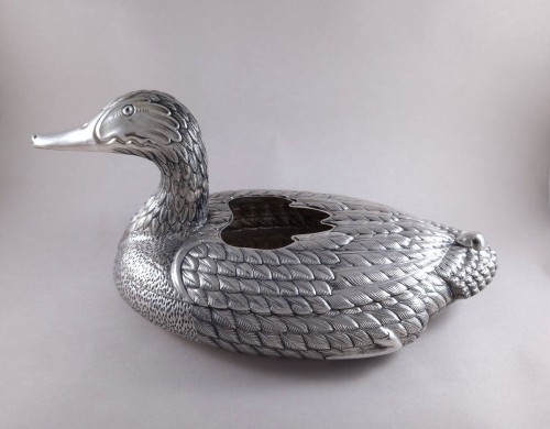  - Jardinière canard en argent massif, Italie vers 1970