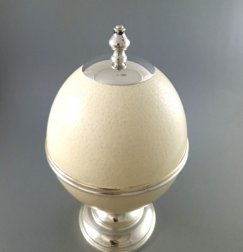 silverware & tableware  - Ostrich Egg And Sterling Silver Box