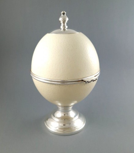 Ostrich Egg And Sterling Silver Box - 