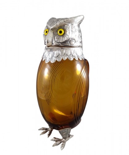 Sterling Silver and glass owl jug