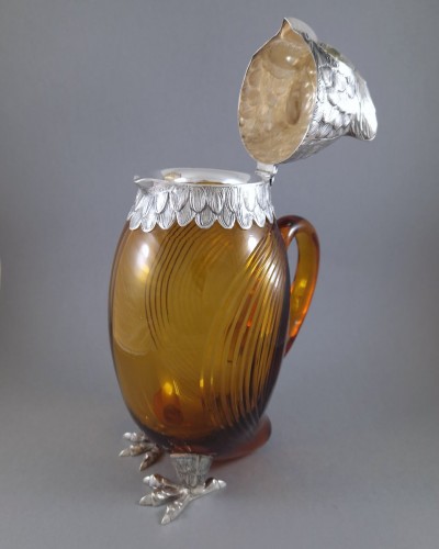 Antiquités - Sterling Silver and glass owl jug