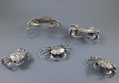 et Of 5 Sterling Silver Crab Boxes - silverware & tableware Style 