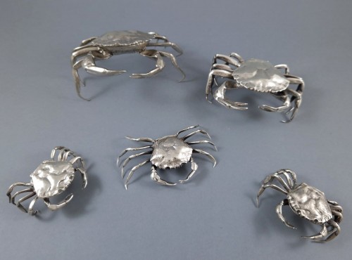 silverware & tableware  - et Of 5 Sterling Silver Crab Boxes