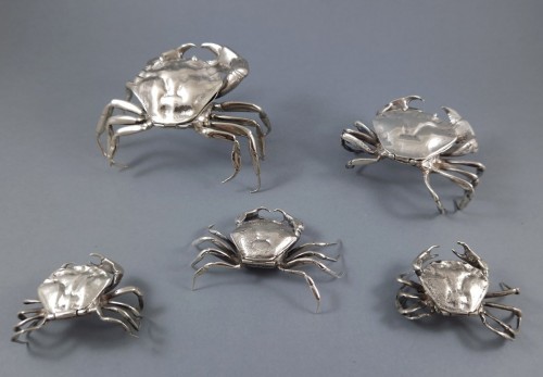 et Of 5 Sterling Silver Crab Boxes - 