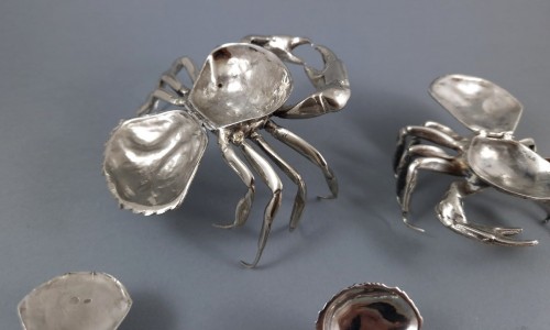 Antiquités - et Of 5 Sterling Silver Crab Boxes
