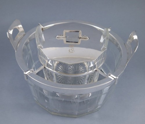 silverware & tableware  - Crystal And Sterling Silver Caviar Bowl