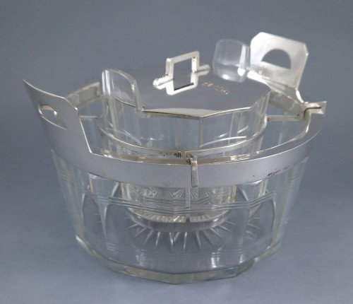 20th century - Crystal And Sterling Silver Caviar Bowl