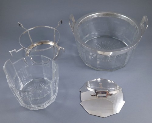 Antiquités - Crystal And Sterling Silver Caviar Bowl