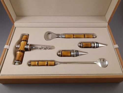 Sterling silver and bamboo bar set by Maison Buccellati – Thaiti model - silverware & tableware Style 