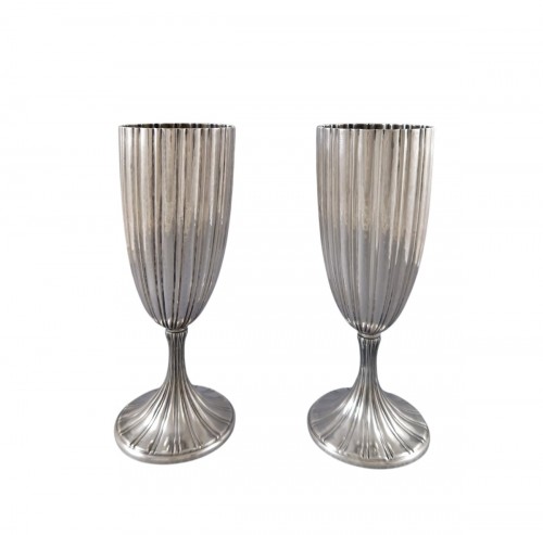 Buccellati - Two Champagne Flutes In Sterling Silver