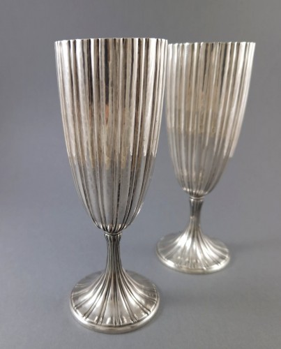 Buccellati - Two Champagne Flutes In Sterling Silver - 