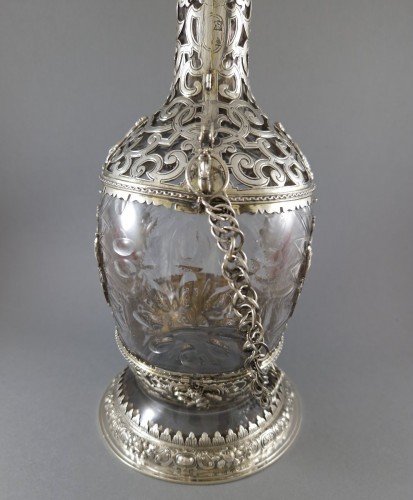  - Glass And Sterling Silver Pilgrim&#039;s Flask