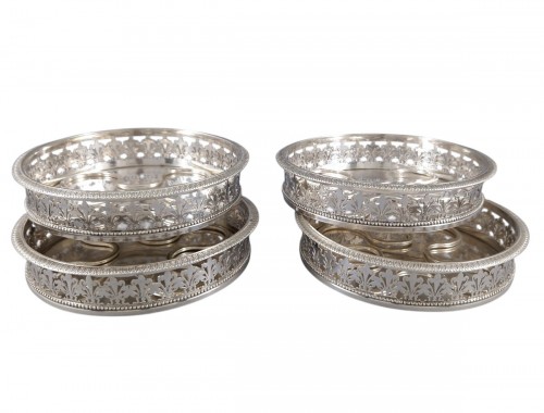 Set Of Four Sterling Silver Bottle Coasters