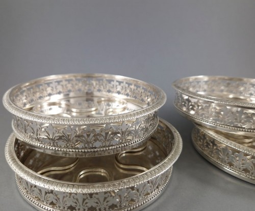 Set Of Four Sterling Silver Bottle Coasters - 