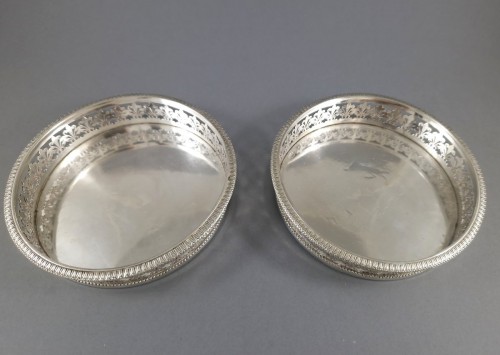 Set Of Four Sterling Silver Bottle Coasters - Restauration - Charles X
