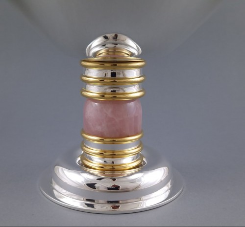 Jean E Puiforcat - Coupe en argent massif, vermeil et quartz rose - Alexis Allegro
