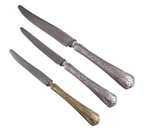Puiforcat - 36 Knives In Sterling Silver And Gilt