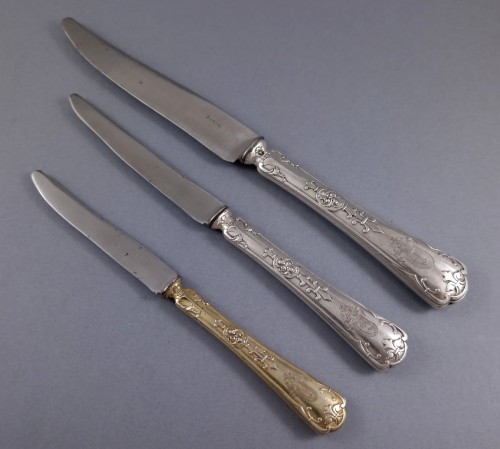 Puiforcat - 36 Knives In Sterling Silver And Gilt - silverware & tableware Style 