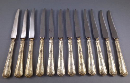  - Puiforcat - 36 Knives In Sterling Silver And Gilt