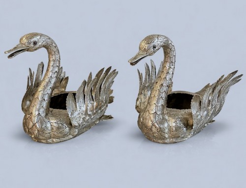 Luiz Ferreira - Pair Of Sterling Silver Swans - 