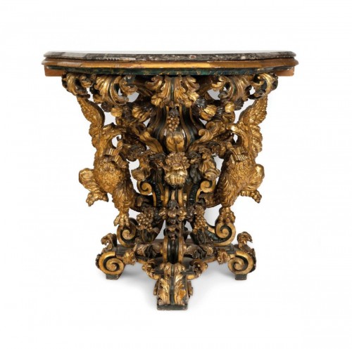 Carved and golden wood console