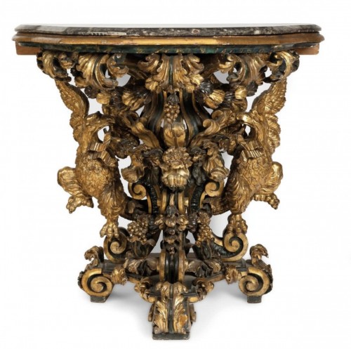 Console en bois sculpté et doré - Mobilier Style Louis XIV