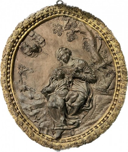 Haut relief en terre cuite - Sculpture Style Louis XIV