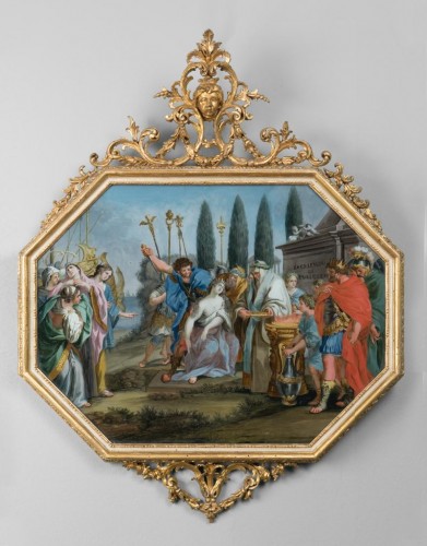 Paire de fixés sous verre, Italie 18e siècle - Tableaux et dessins Style Louis XV