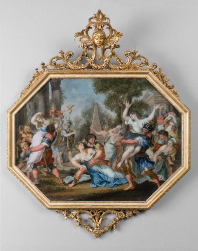 Tableaux et dessins Dessin, Aquarelle & Pastel - Paire de fixés sous verre, Italie 18e siècle