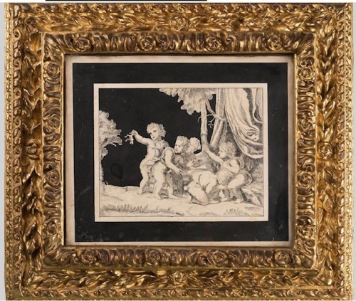 Paire de scagliole - Tableaux et dessins Style Louis XIV