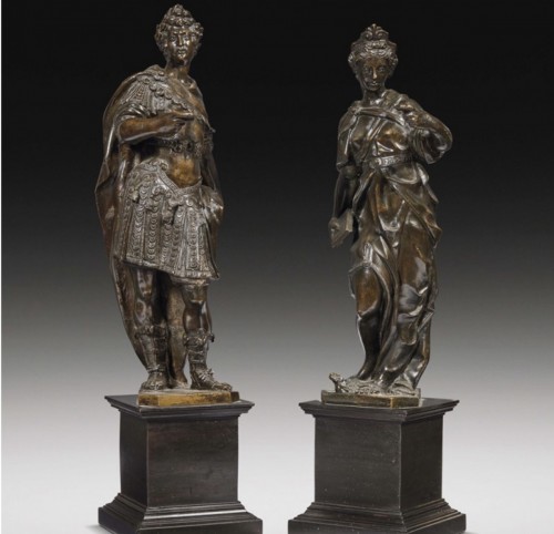 Paire de figures allégoriques en bronze, Tiziano Aspetti (1559  - 1606) - Sculpture Style Louis XIV