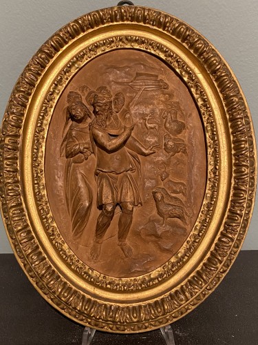 Ensemble de quatre hauts relief en terre cuite - Sculpture Style Louis XIII